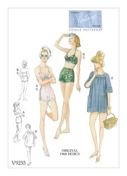 9255 VOGUE 1960 RETRO 2 PIECE BOYISH SWIMSUIT, COVER UP PATTERN  6-14 or 14-22 NEW choice